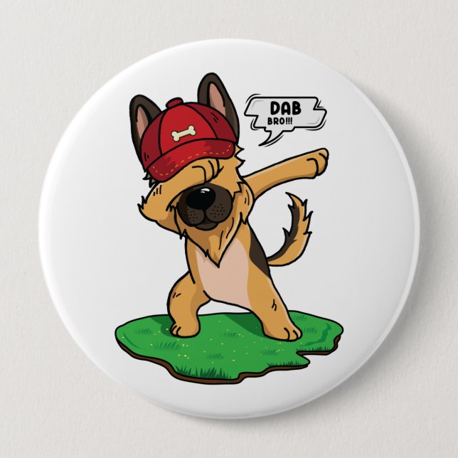 Badge Rond 10 Cm berger allemand Dabbing (Devant)