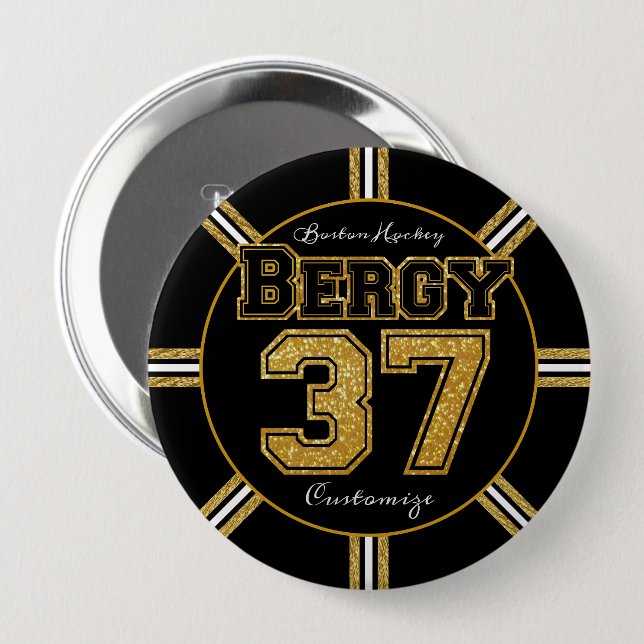 Badge Rond 10 Cm Bergy de hockey de Boston 37 (Devant & derrière)
