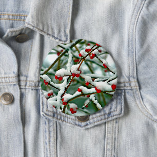 Badge Rond 10 Cm Berries rouges dans la neige (2025)