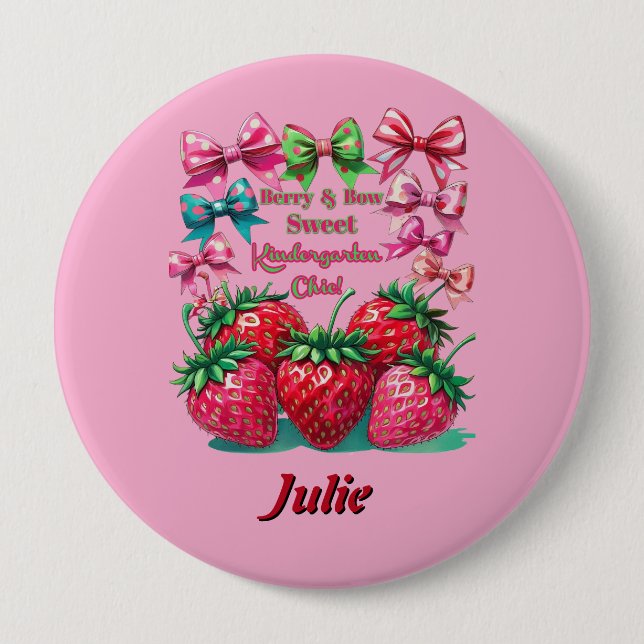 Badge Rond 10 Cm Berry Bow  Sweet Kindergarten Chic (Devant)