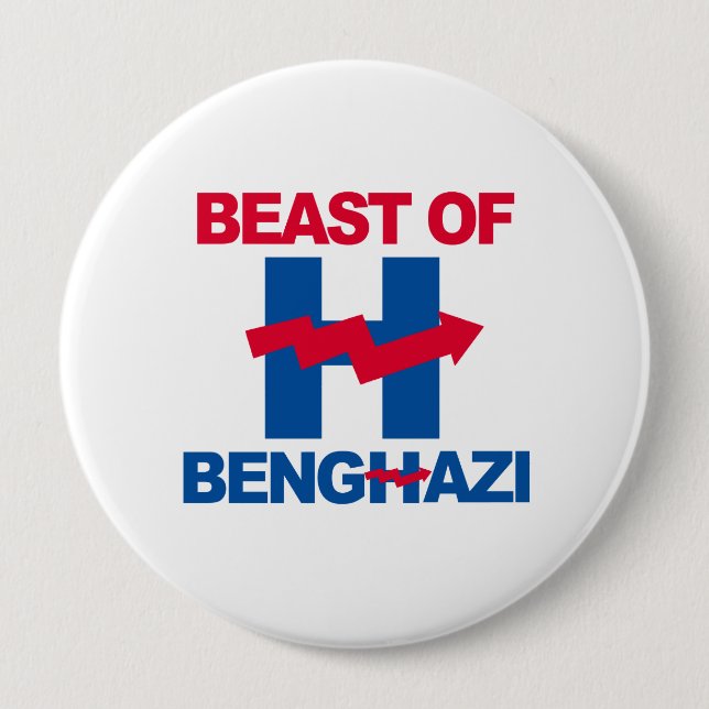Badge Rond 10 Cm BÊTE de BENGHAZI - - Anti-Hillary - (Devant)