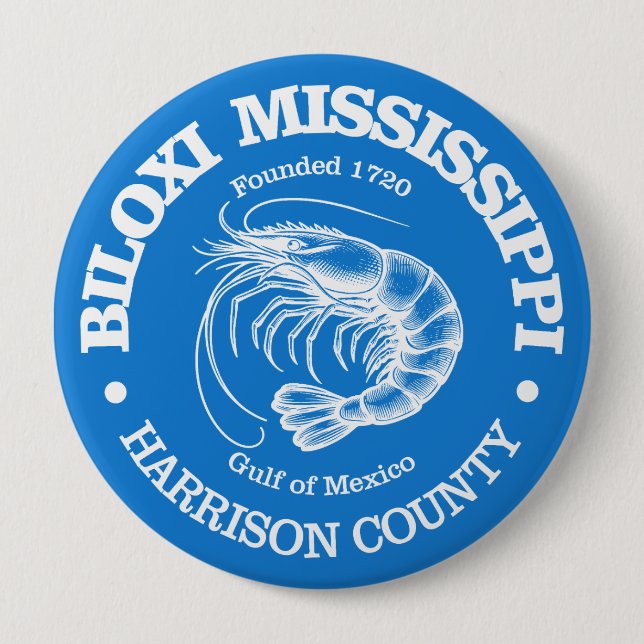 Badge Rond 10 Cm Biloxi (crevettes) (Devant)