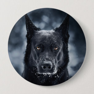 Badge Rond 10 Cm Black German Shepherd