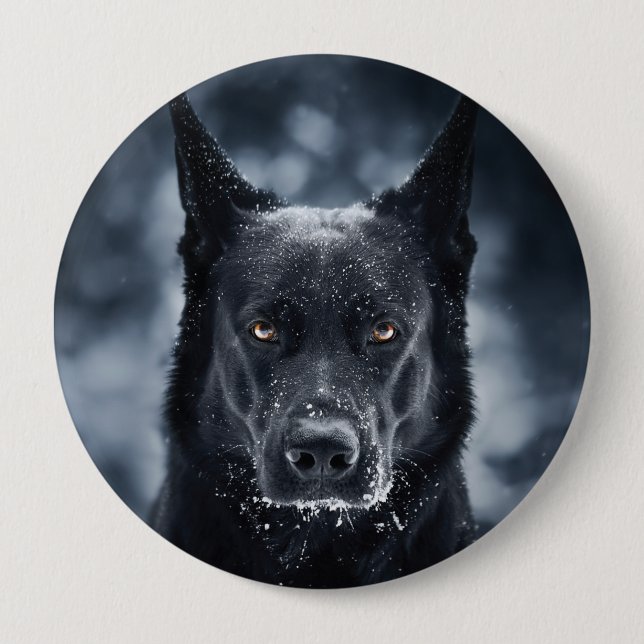Badge Rond 10 Cm Black German Shepherd (Devant)