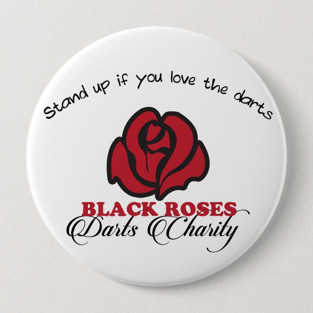 Badge Rond 10 Cm Black Roses Darts Charity Button (Devant)