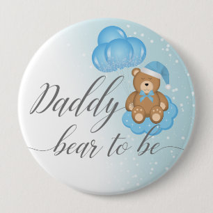 Badge Rond 10 Cm Blue Papa Ours Être Sleepy Ours Boy Baby shower