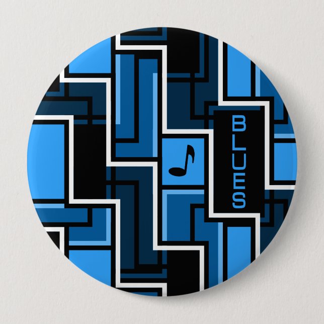 Badge Rond 10 Cm Blues button, huge (Devant)