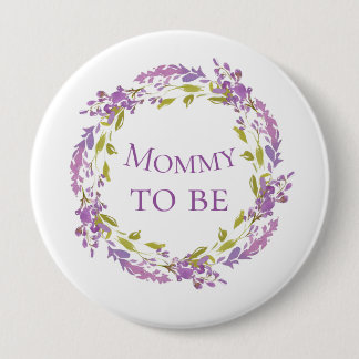 Badge Rond 10 Cm Boho Purple Wreath maman d'être 4"