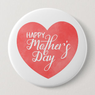 Badge Rond 10 Cm Bonne journée de mère dans le coeur rose, maman am