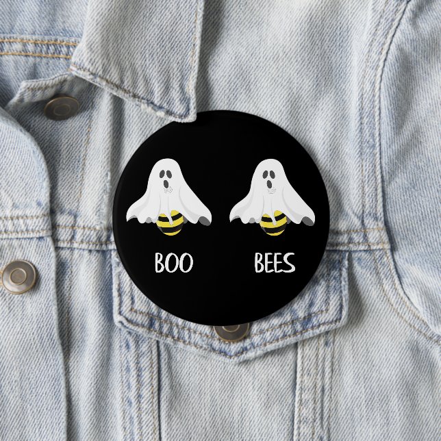 Badge Rond 10 Cm Boo Bees Fantôme Humour Halloween (En situation)