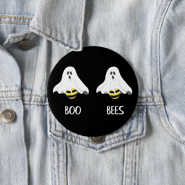 Badge Rond 10 Cm Boo Bees Ghost Humour Halloween (En situation)