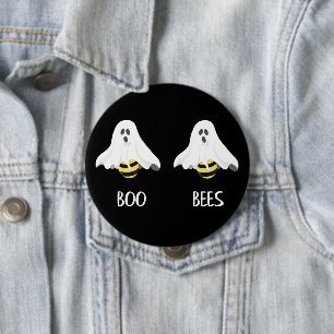 Badge Rond 10 Cm Boo Bees Ghost Humour Halloween