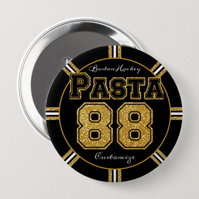 Badge Rond 10 Cm Boston Hockey Pasta 88 (Devant & derrière)