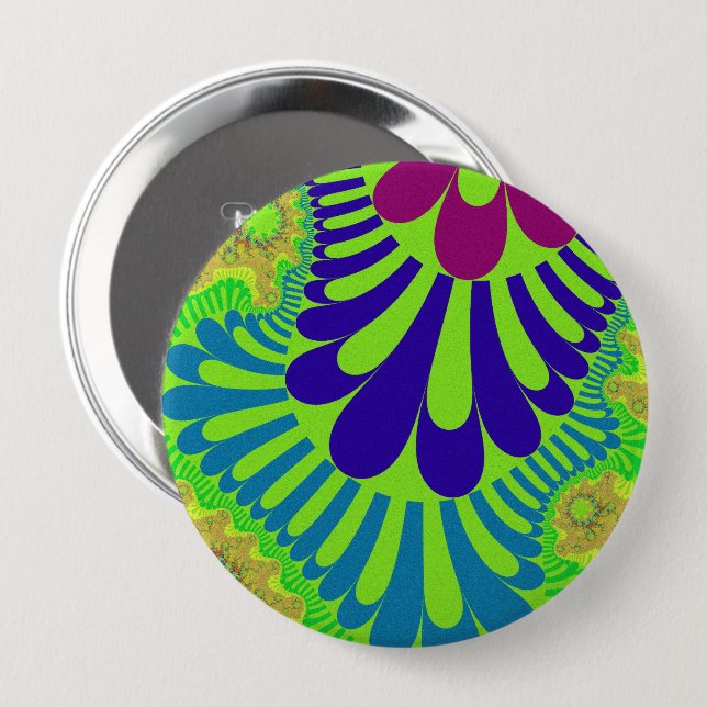 Badge Rond 10 Cm Boucle arc-en-ciel verte (Devant & derrière)