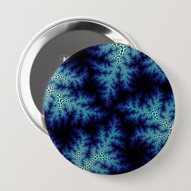 Badge Rond 10 Cm Boule bleu en grès (Devant & derrière)