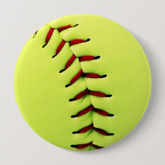 Badge Rond 10 Cm Boule jaune du base-ball