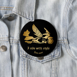 Badge Rond 10 Cm Bouton avec moto Goldwing Button
