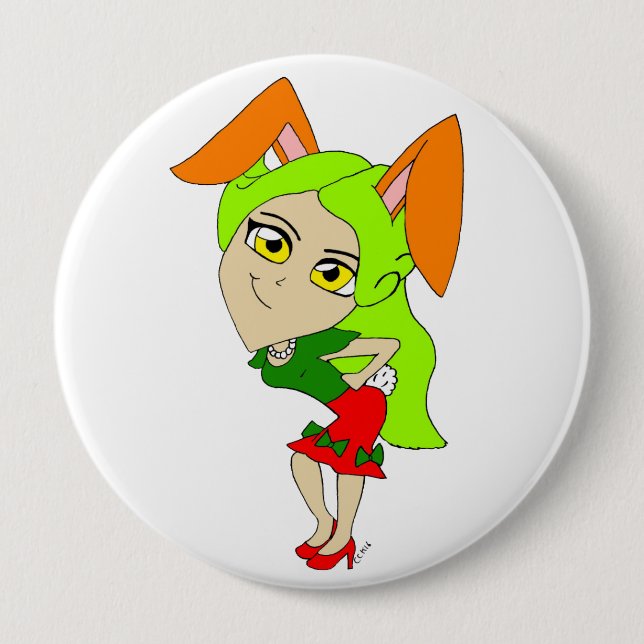 Badge Rond 10 Cm bouton chibi bunnygirl (Devant)