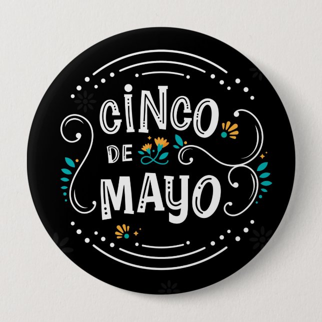 Badge Rond 10 Cm Bouton Cinco De Mayo (Devant)