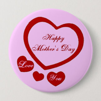 Badge Rond 10 Cm Bouton Coeur Fête des mères