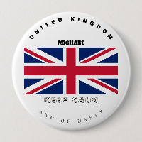 Bouton Conserver le calme et l'drapeau anglais