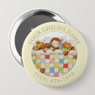 Badge Rond 10 Cm Bouton COZY QUILT ID enfant - Jaune