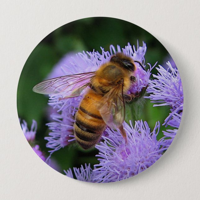 Badge Rond 10 Cm Bouton d'abeille de miel (Devant)