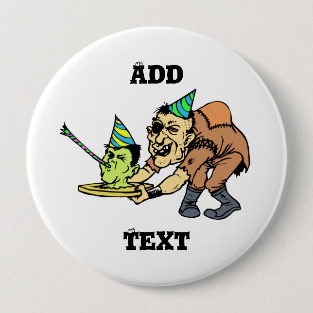 Badge Rond 10 Cm Bouton "d'anniversaire de monstre" (Devant)