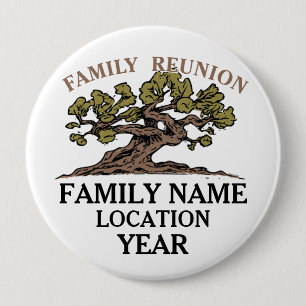 Badge Rond 10 Cm Bouton d'arbre de la Réunion de famille