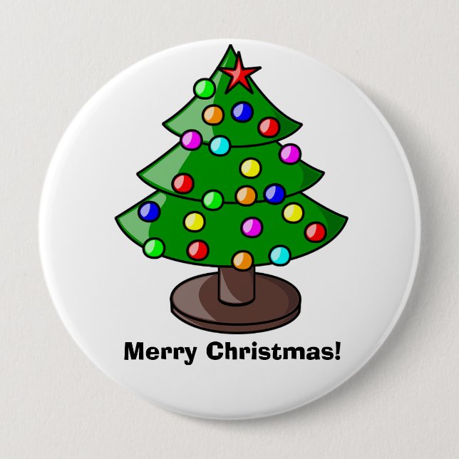 Badge Rond 10 Cm Bouton d'arbre de Noël "Joyeux Noël" (Devant)