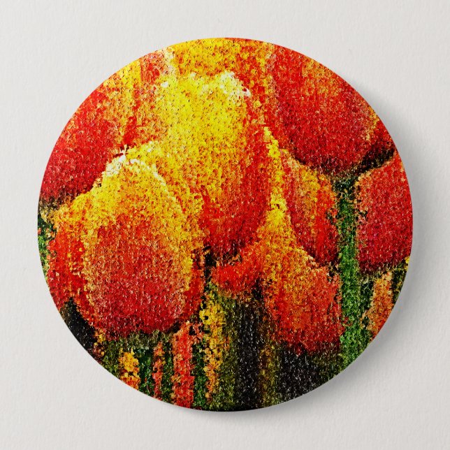 Badge Rond 10 Cm Bouton d'art de peinture de tulipe Abstraite (Devant)
