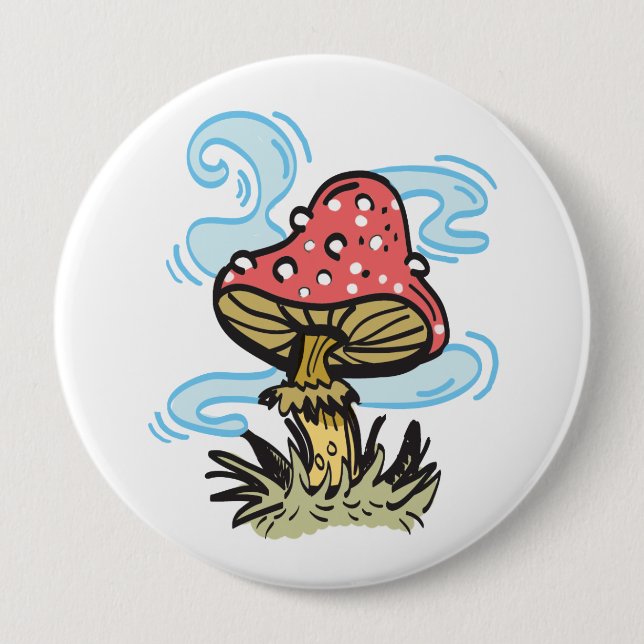 Badge Rond 10 Cm Bouton de champignon (Devant)