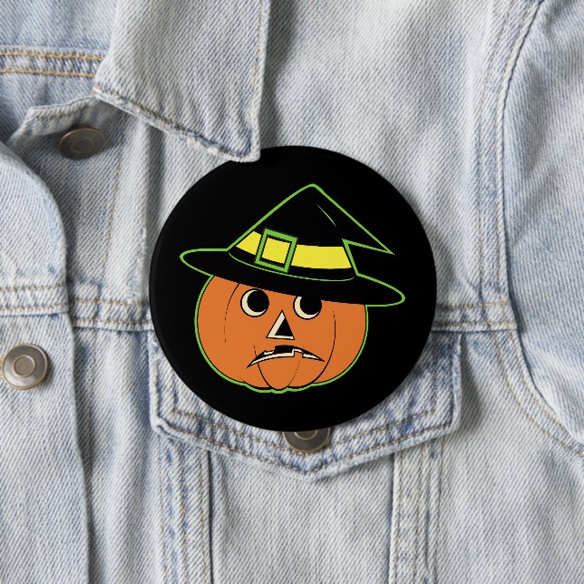 Badge Rond 10 Cm Bouton de citrouille vintage (En situation)