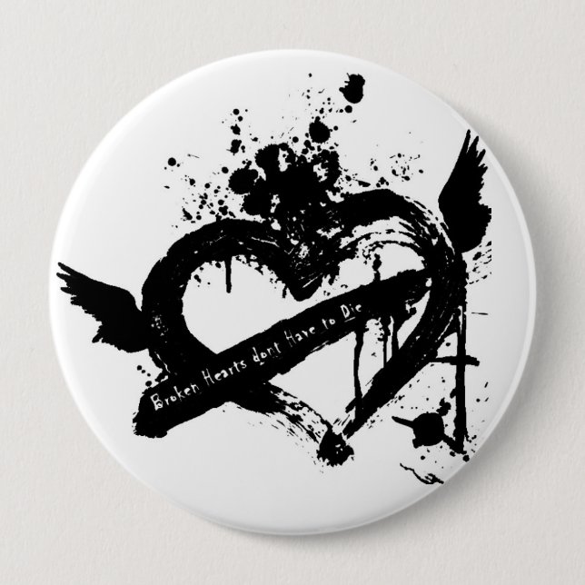 Badge Rond 10 Cm bouton de coeurs d'emo (Devant)