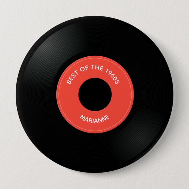 Badge Rond 10 Cm Bouton de conception "45" pour enregistrement de v (Devant)