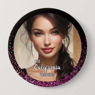 Badge Rond 10 Cm Bouton de concours Pink Glam - Brillante Étincelle
