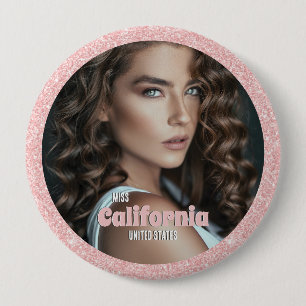 Badge Rond 10 Cm Bouton de Cortège Photo avec Fond Pailleté