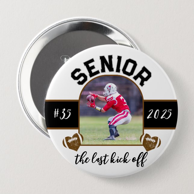 Badge Rond 10 Cm Bouton de démarrage dernier de football senior pou (Devant & derrière)