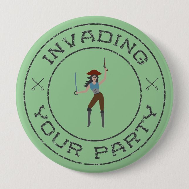 Badge Rond 10 Cm Bouton de fille de pirate (Devant)