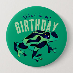 Badge Rond 10 Cm Bouton de grenouille d'anniversaire vert