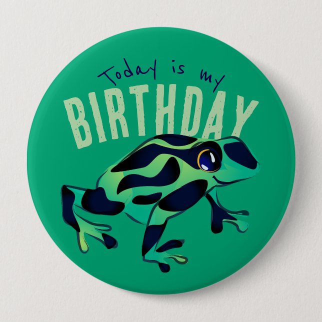 Badge Rond 10 Cm Bouton de grenouille d'anniversaire vert (Devant)