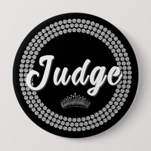 Badge Rond 10 Cm Bouton de juge de concours noir et argenté Glam Ju