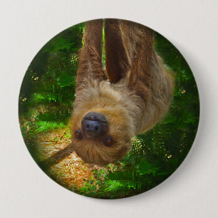 Badge Rond 10 Cm Bouton de la forêt pluviale de Sloth