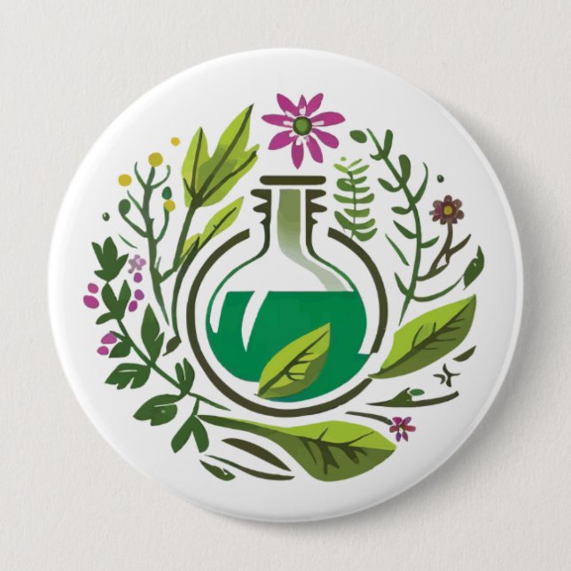 Badge Rond 10 Cm Bouton de Médecine Herbal (Devant)