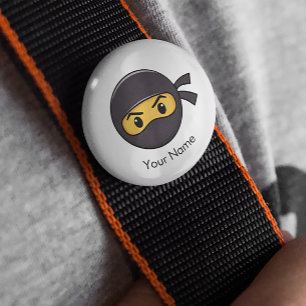 Badge Rond 10 Cm Bouton de nom personnalisé Emoji Ninja