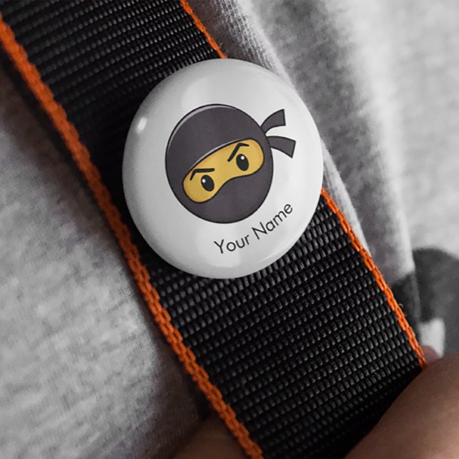 Badge Rond 10 Cm Bouton de nom personnalisé Emoji Ninja (Emoji Ninja Pin Bade_Add your name)