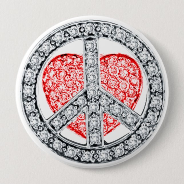 Badge Rond 10 Cm Bouton de PAIX et d'AMOUR (Devant)