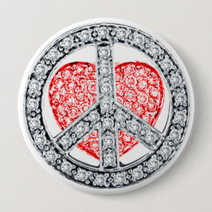 Badge Rond 10 Cm Bouton de PAIX et d'AMOUR