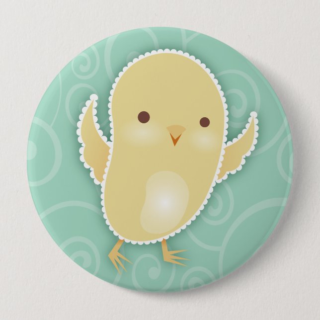 Badge Rond 10 Cm Bouton de remous de Teal de poussin de bébé (Devant)