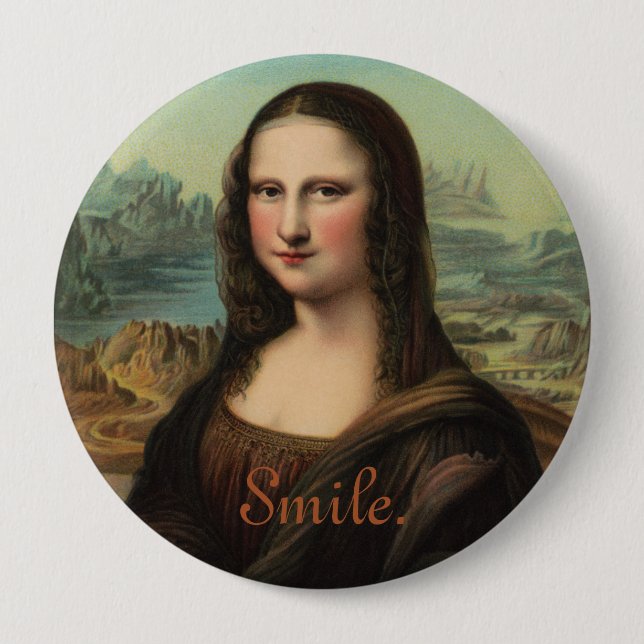 Badge Rond 10 Cm Bouton de sourire Mona Lisa (Devant)